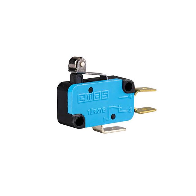 Mikroprzełącznik, zestyk przełączny 1NO+1NC, dźwignia krótka z met. rolką