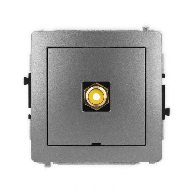 DECO Mechanizm gniazda pojedynczego RCA, bez pola opisowego (typu cinch - żółty, pozłacany) grafitow