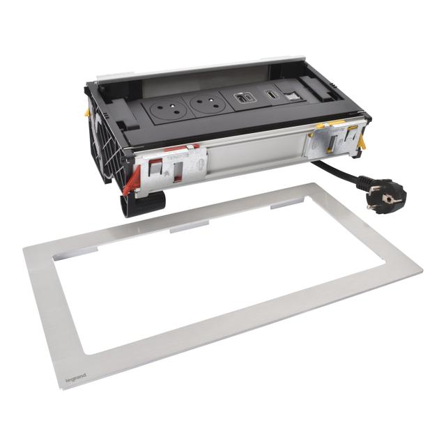 INCARA: FLIP UP - 2X2P+Z / USB A+C / RJ45 / HDMI - 2,0 M-METAL, Legrand