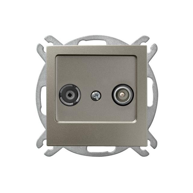 AS Gniazdo RTV przelotowe 16-dB - kolor satyna light