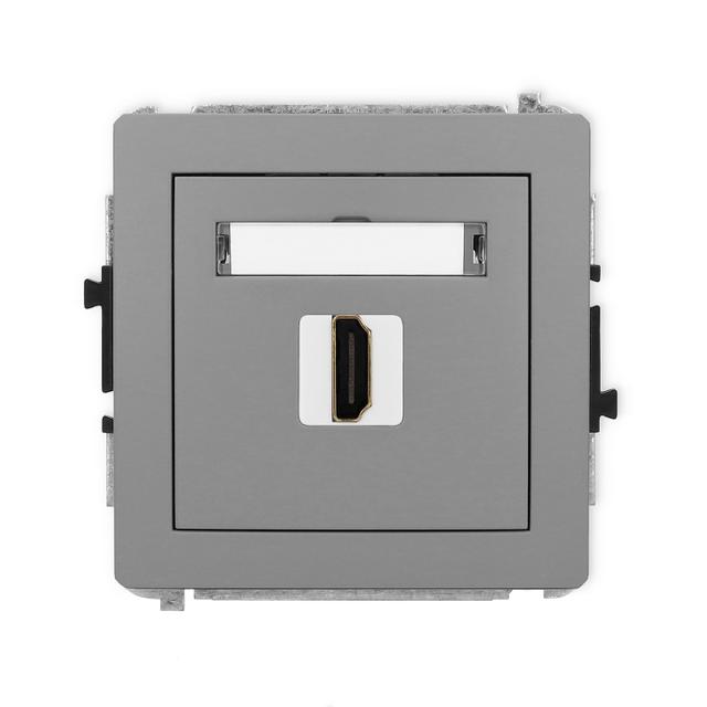 DECO Mechanizm gniazda pojedynczego HDMI 2.0 szary mat