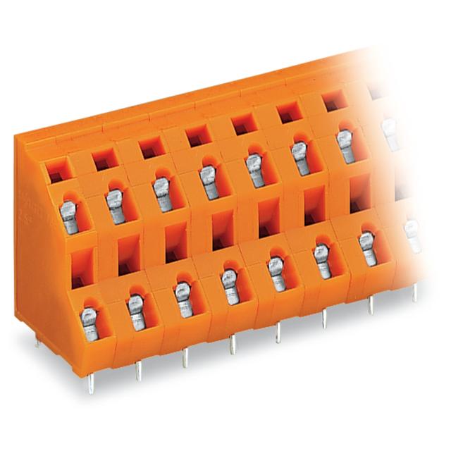 2-piętrowa listwa do pł. drukowanych 6-bieg. pomaranczowa raster 7,62 mm /35szt./ WAGO