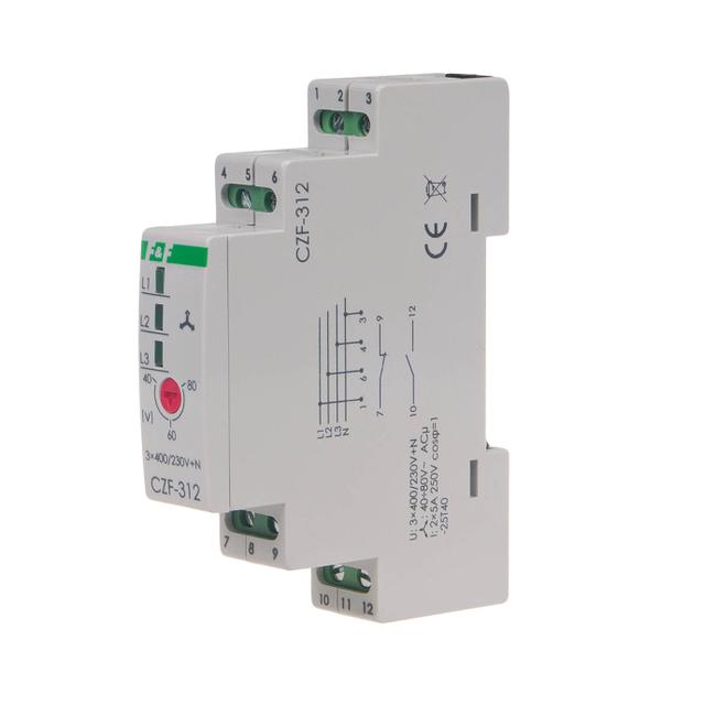 Czujnik zaniku i asymetrii faz monitor t<0,2s montaz na szynie DIN CZF-312 F&F