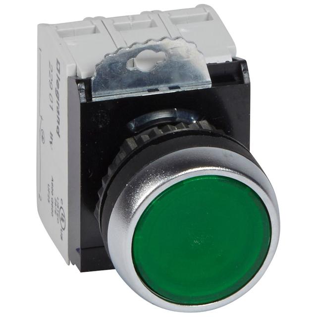 Osmoz Komplet Z Podświetleniem - Główka Płaska Zielona 230 V + Uchwyt + 1R+1Z 023759 LEGRAND