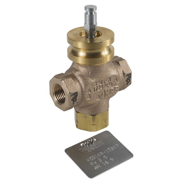 VG310R, zawór regulacyjny, 3-drogowy, DN15, kvs 2,5, przyłącze 1, gwint zewnętrzny, medium -20…150°C