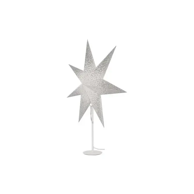 Dekoracje - świecznik biały, papierowa gwiazda beżowa, 67x45 cm, na żarówkę E14, IP20