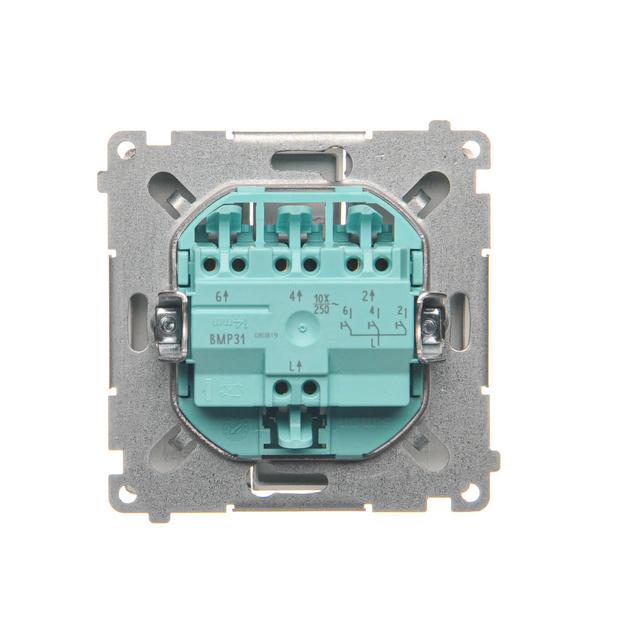 Simon Basic Przycisk potrójny 10A szybkozłączka stal inox