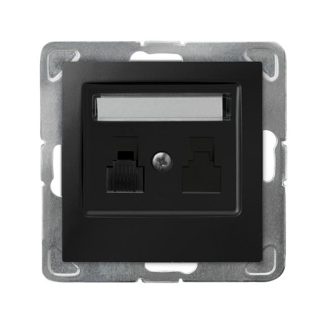 IMPRESJA Gniazdo telefoniczne pojedyncze - kolor czarny metalik