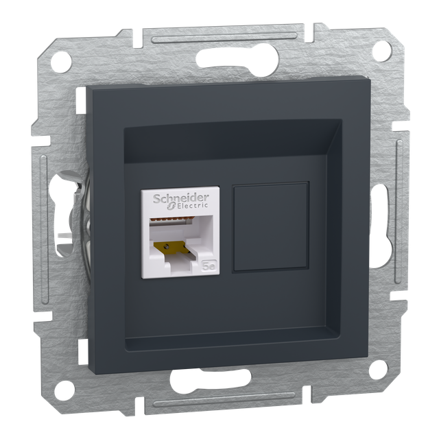 Asfora, gniazdo komputerowe RJ45 kat.5e, STP, bez ramki, antracyt