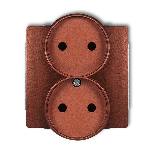 DECO Gniazdo podwójne do ramki DECO Soft bez uziemienia 2x2P (przesłony torów prądowych) brązowy metalik 9DGPRSO-2p KARLIK