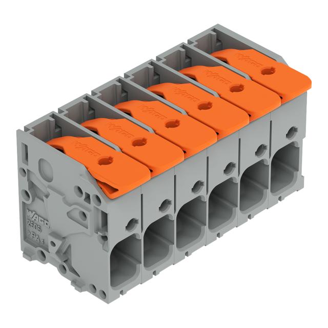 Złączka do płytek drukowanych dźwignia 6mm2 RM 7,5mm 6-bieg szara /40szt./ 2606-1106/020-000 WAGO