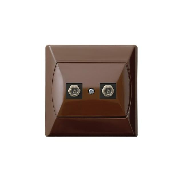 AKCENT Gniazdo antenowe typu F podwójne - kolor brązowy