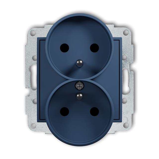 MINI Mechanizm gniazda podwójnego do ramki z uziemieniem 2x(2P+Z) (przesłony torów prądowych) navy b