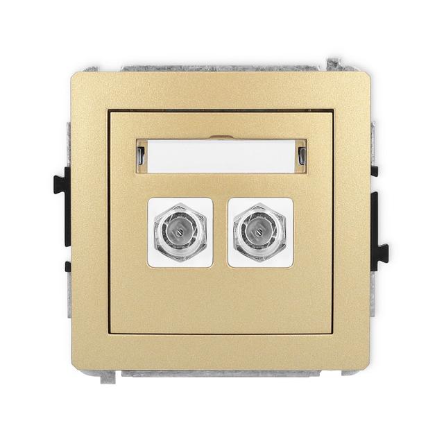 DECO Mechanizm gniazda antenowego podwójnego typu F (SAT) niklowany złoty