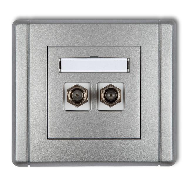 FLEXI Gniazdo antenowe podwójne typu F (SAT) niklowane srebrny metalik