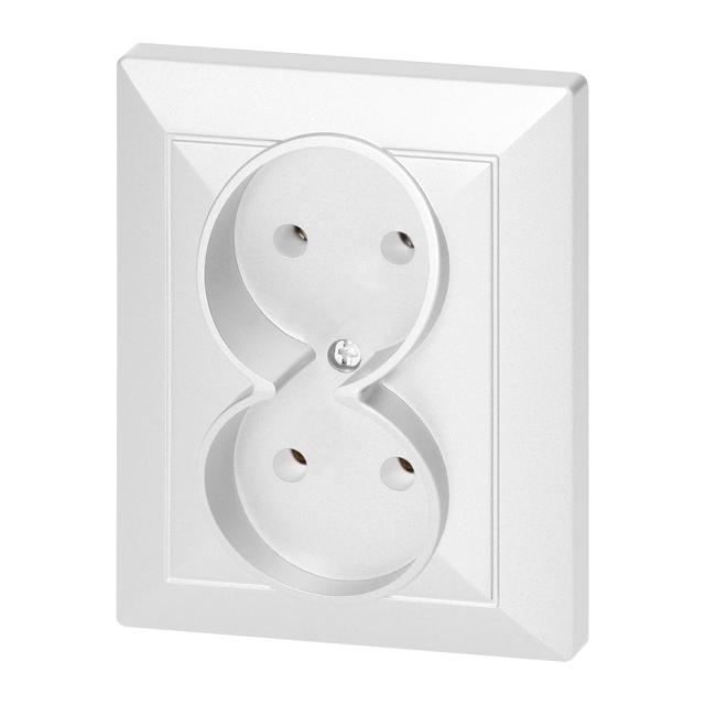Gniazdo podwójne podtynkowe 2x2P Pearl, 16A, 250V, PT-5 P, biały OR-OE-7706/2P/W ORNO