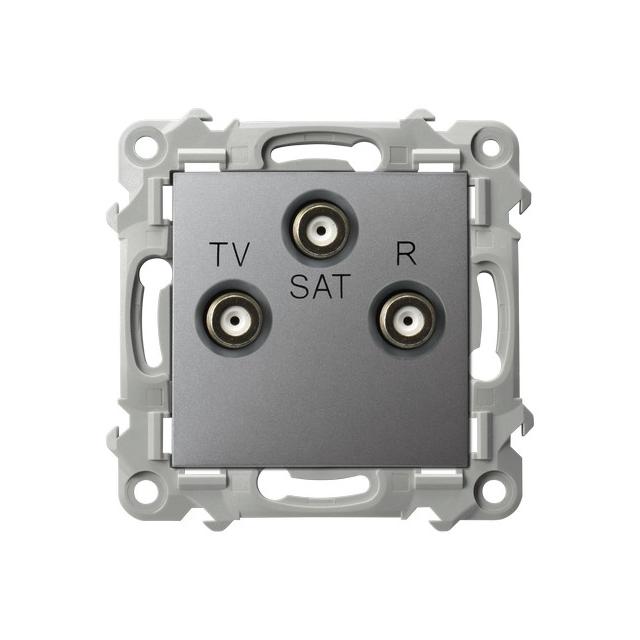 SZAFIR Gniazdo RTV-SAT przelotowe - kolor szary mat