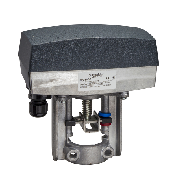 MG600C, siłownik zaworu, 600 N, sterowanie 3-punktowe lub 0-10V, zasilanie 24 VAC, przekaźniki krańc