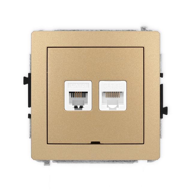 DECO Mechanizm gniazda telefonicznego pojedynczego 1xRJ11 + komputerowego pojedynczego 1xRJ45, kat.