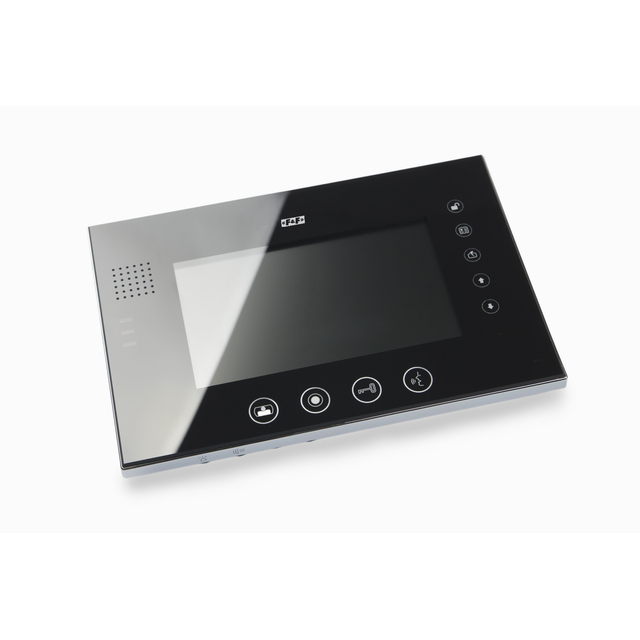 wideodomofon: monitor 7" kolorowy z pamięcią, port karty SD, plastik/aluminium, czarny + zasilacz