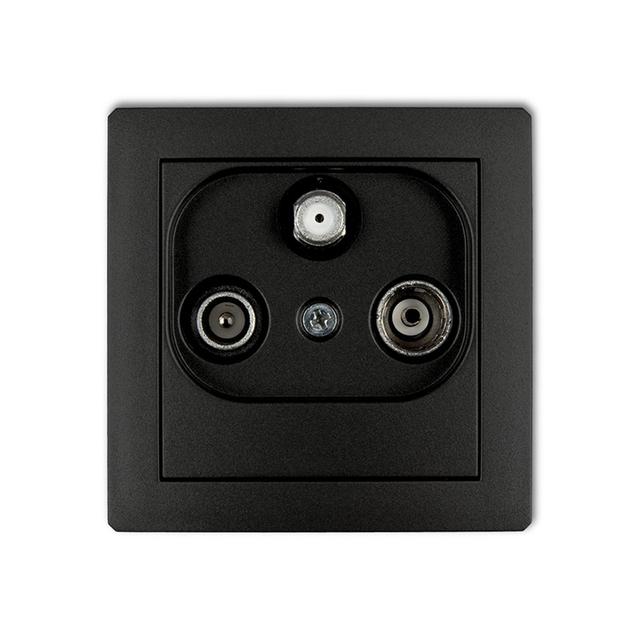 DECO Mechanizm gniazda abonenckiego RTV-SAT końcowego (2 wejścia antenowe) czarny mat