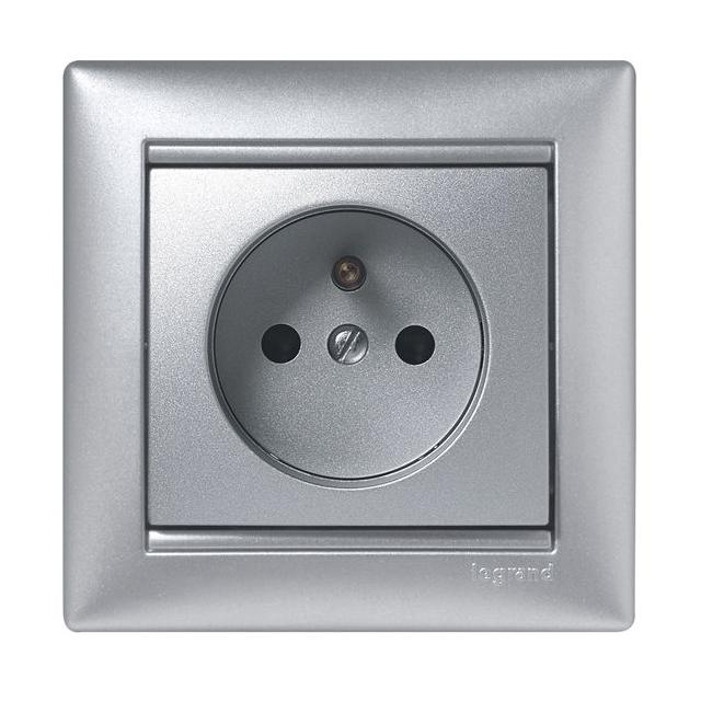 VALENA GNIAZDO POJEDYNCZE 2P+Z 16A-250V~ ALUMINIUM, Legrand