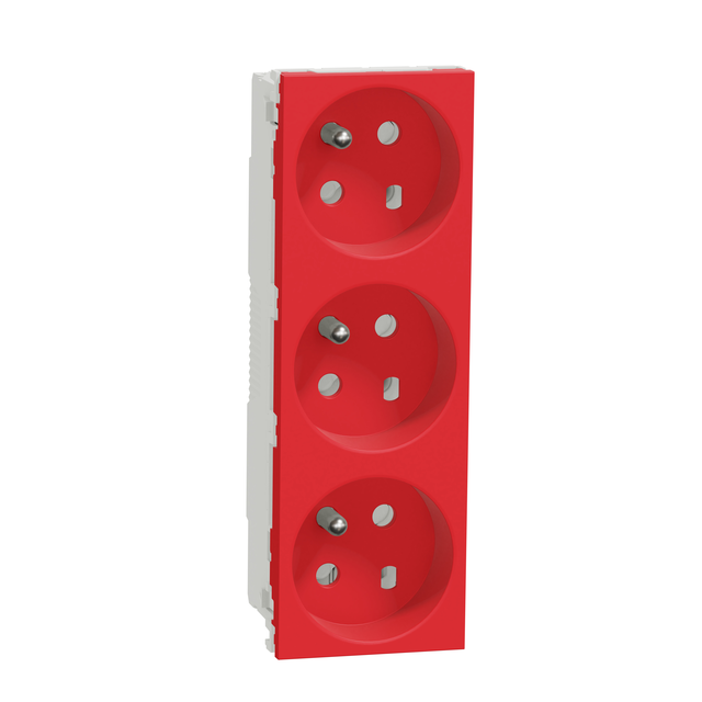 Gniazdo 2x2P+PE 16A (45 stopni) z przesłonami DATA, Nowa Unica, czerwone NU307103 SCHNEIDER