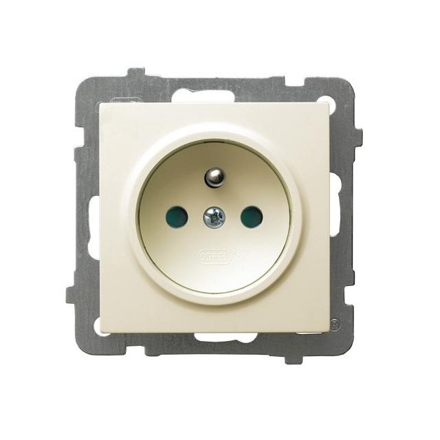 AS Gniazdo pojedyncze z uziemieniem z przesłonami torów prądowych - kolor ecru