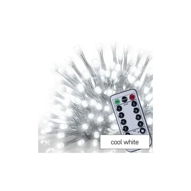 Oświetlenie świątecz. sople 300LED 5m zimna biel, przeź. przew., 8 programów, timer, pilot