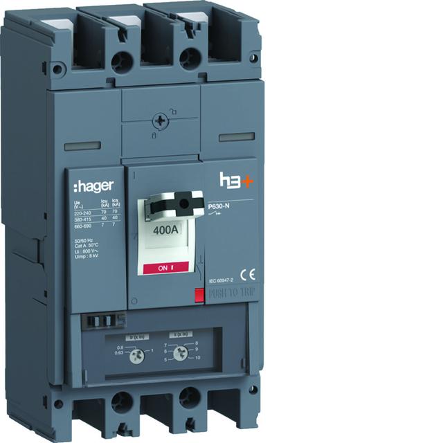 MCCB Wyłącznik mocy h3+ P630 TM 3x400A 40kA HNW400DR HAGER