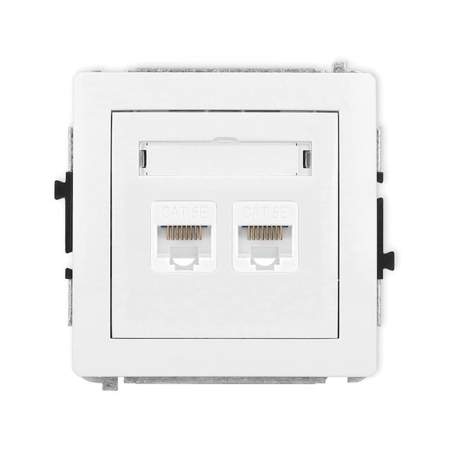 DECO Mechanizm gniazda komputerowego podwójnego 2xRJ45, kat. 5e, 8-stykowy biały