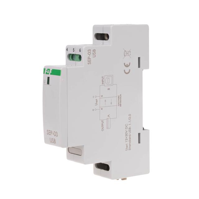 Separator / wzmacniacz linii USB 1 moduł zasilanie 5V DC montaż na szynie DIN SEP-03USB F&F