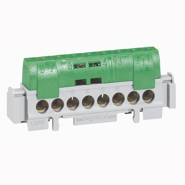 Listwa Przyłączeniowa 22 Otwory 1X6-25Mm2 21x1,5-16Mm2 Zielona IP2X Z22 /10 Szt./ 004836 LEGRAND
