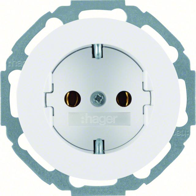 R.classic Gniazdo SCHUKO samozaciski biały Berker 47452089 WLS1100WG HAGER