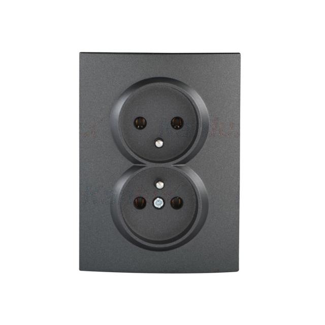 LOGI Gniazdo podwójne kompletne śrubowy Grafit 16A 250V 021261141 25271 KANLUX