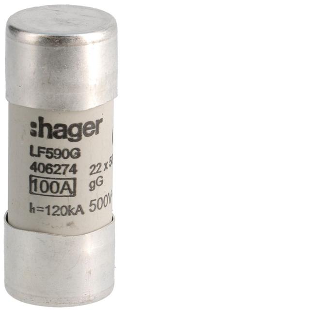 Wkładka bezpiecznikowa cylindryczna CH-22 22x58mm gG 100A 500VAC LF590G HAGER