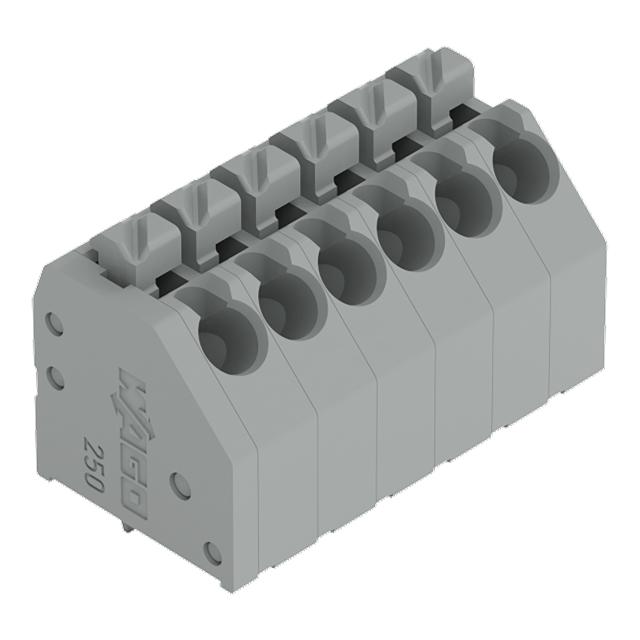 Złączka do płytek drukowanych przycisk 1,5mm2 RM 3,5mm 6-bieg szara /50szt./ 250-206 WAGO
