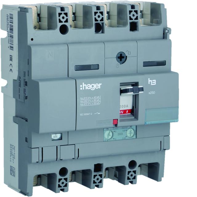 Wyłącznik mocy x250 4P N50% 40kA 200A TM HNB202H HAGER