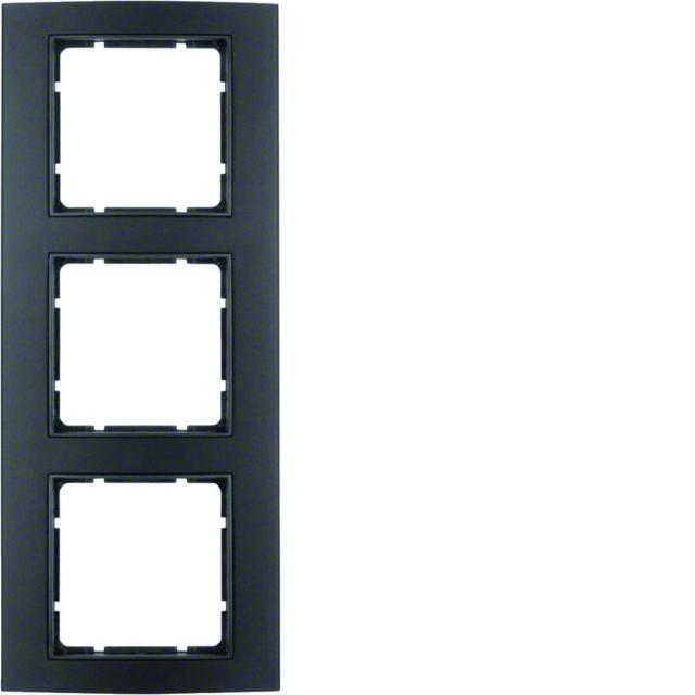 BERKER B.3 Ramka potrójna aluminium czarna/antracyt 10133005 HAGER