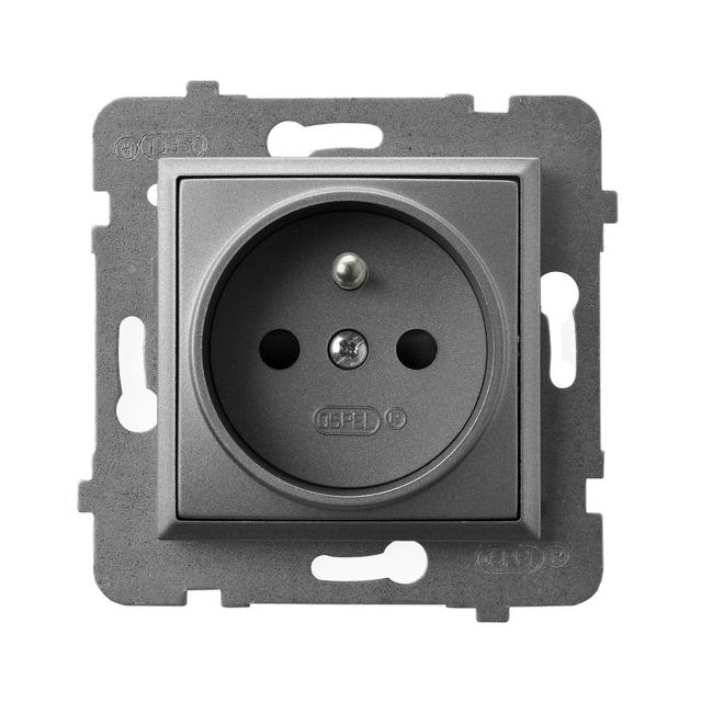 ARIA Gniazdo pojedyncze z uziemieniem - kolor szary mat