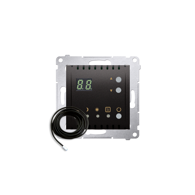 Simon 54 Regulator temperatury z wyświetlaczem z czujnikiem zewnętrznym 16(2) A 230V antracyt *W kom