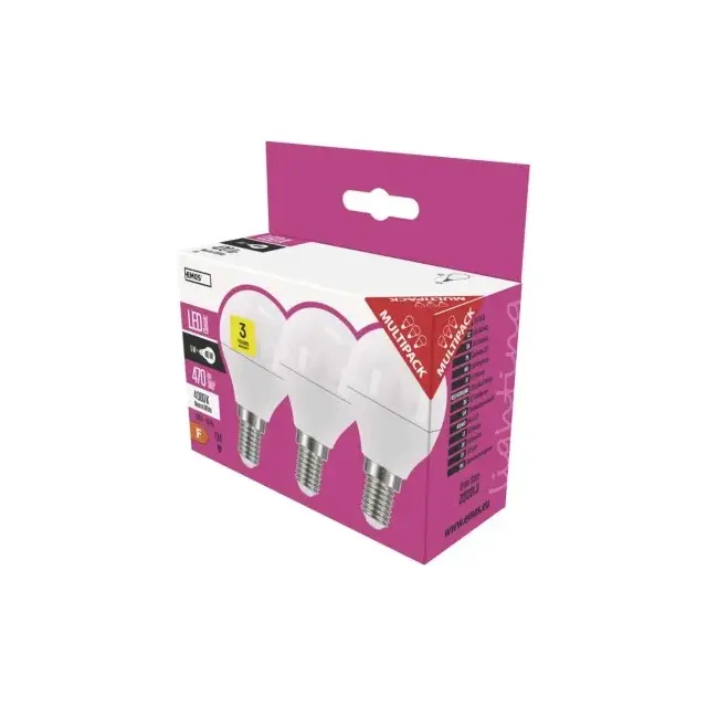 Żarówka LED Classic mini globe 6W E14 neutralna biel 3PK