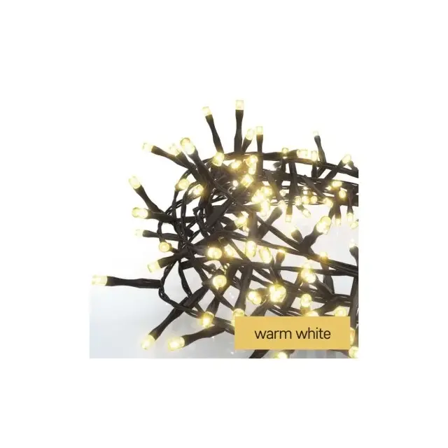 Lampki choinkowe LED Classic Cluster, jeżyk, 600LED 12m, ciepła biel, czarny, IP44, timer