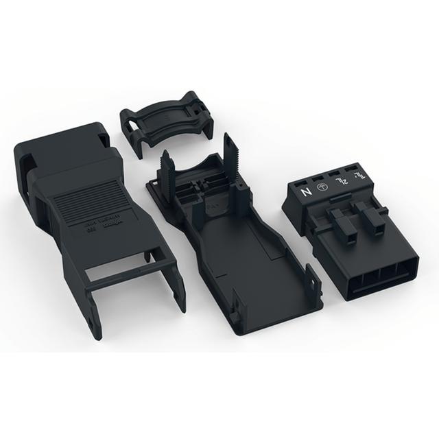 WINSTA MINI wtyk 4-torowy czarny z obudową odciążającą naciąg