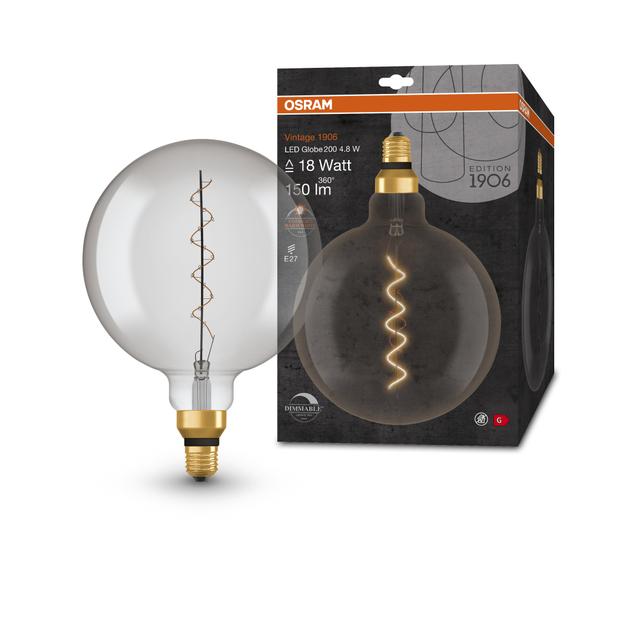 Lampa LED Vintage 1906 SMOKE 200 dim 4,8W/818 szkło przezroczyste E27