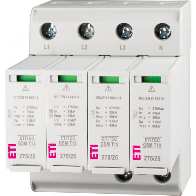 Ogranicznik przepięć T1+T2 (B+C) - iskiernik TEC GSM T12 275/25 4+0 002440608 ETI