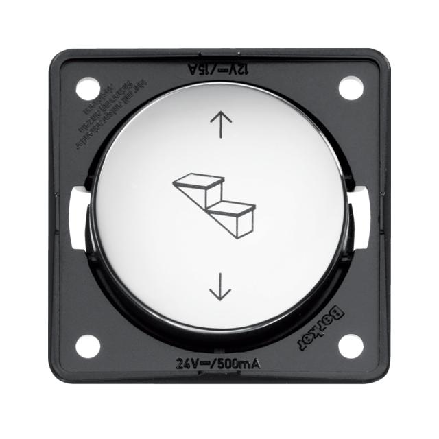 Integro Łącznik przyciskowy odwracający polaryzację z nadrukiem stopni i strzałek, chrom, połysk