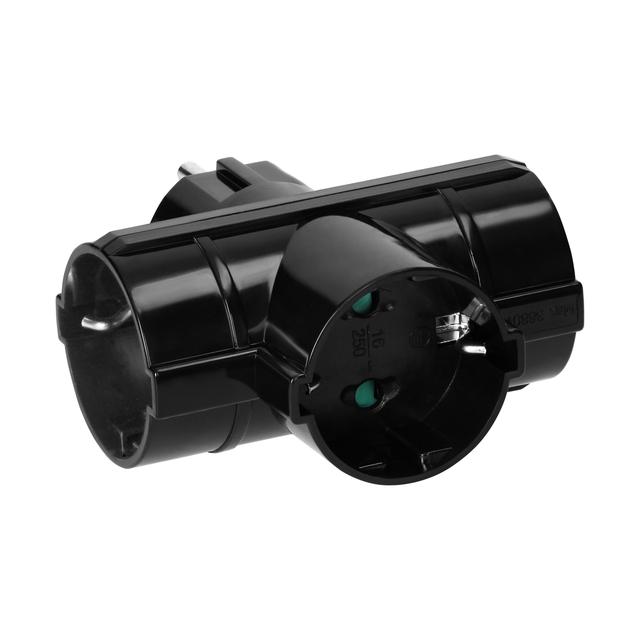 Rozgałęźnik 3x2P+Z (Schuko) czarny OR-AE-13184(GS)/B ORNO