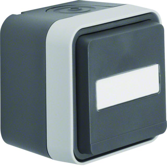 BERKER W.1 Gniazdo SCHUKO 2P+Z z polem opisowym kompletne IP55 szary 47413515 HAGER