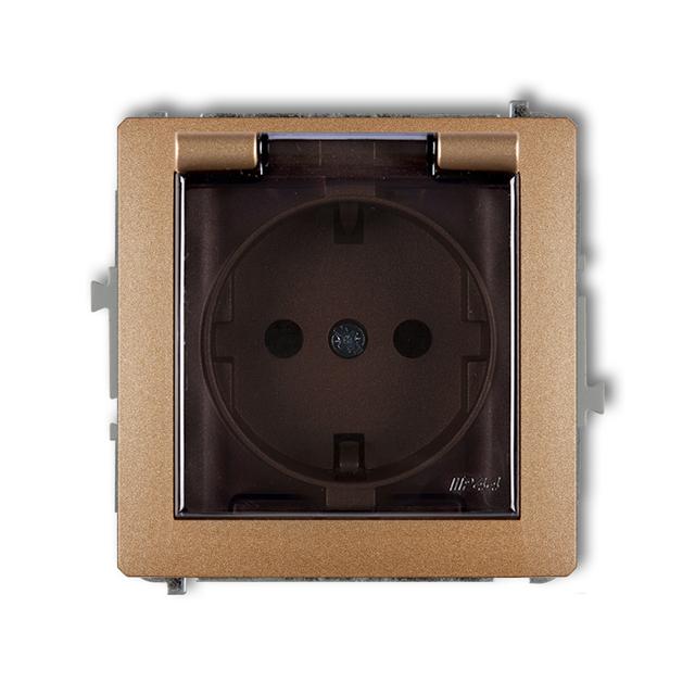 DECO Mechanizm gniazda bryzgoszczelnego z uziemieniem SCHUKO 2P+Z (klapka dymna, przesłony torów prą